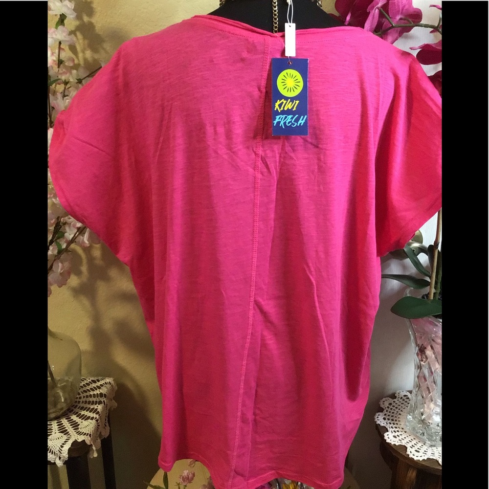 NWT KiwiFresh 2X Pink Flamingo Island Tropical Top - Picture 6 of 12